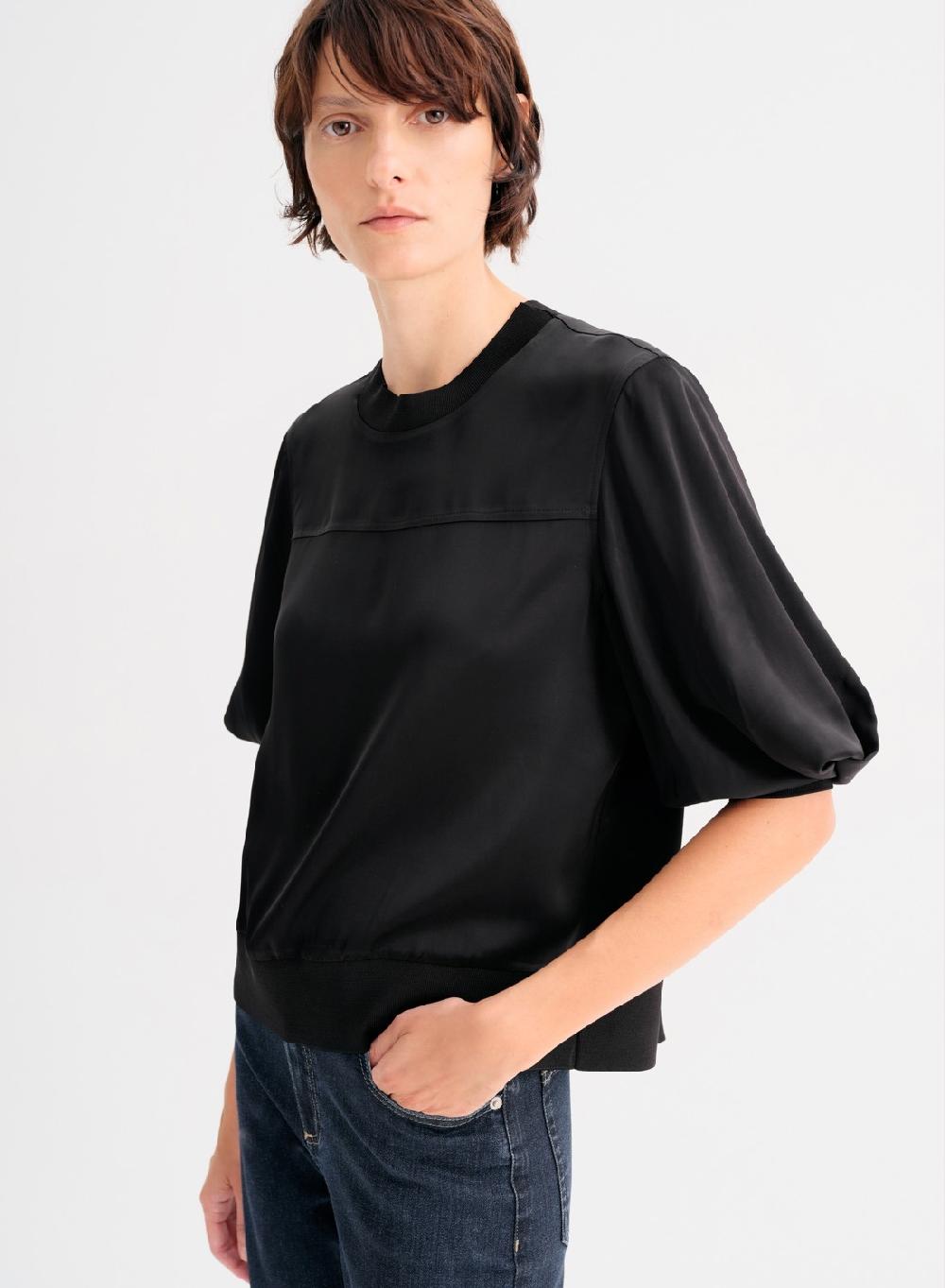 Etiqueta negra Buzo saten liviano