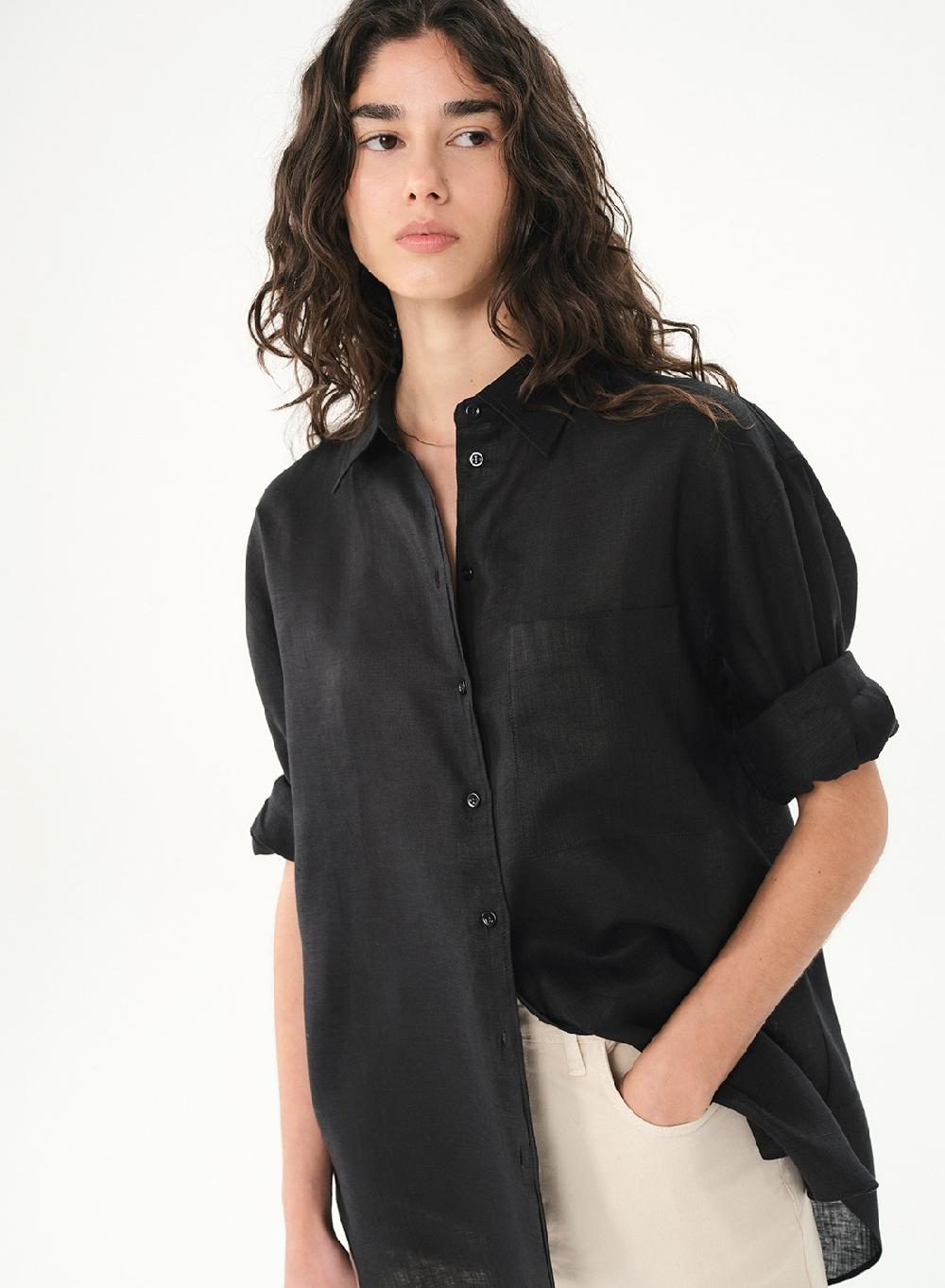 Etiqueta negra CAMISA AMPLIA LINO
