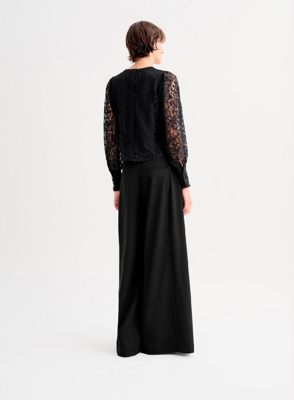 Etiqueta Negra Camisa Balloon Encaje