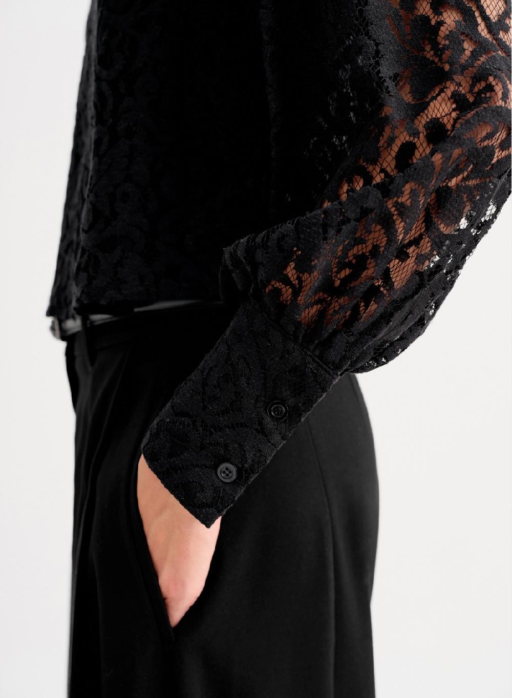 Etiqueta Negra Camisa Balloon Encaje
