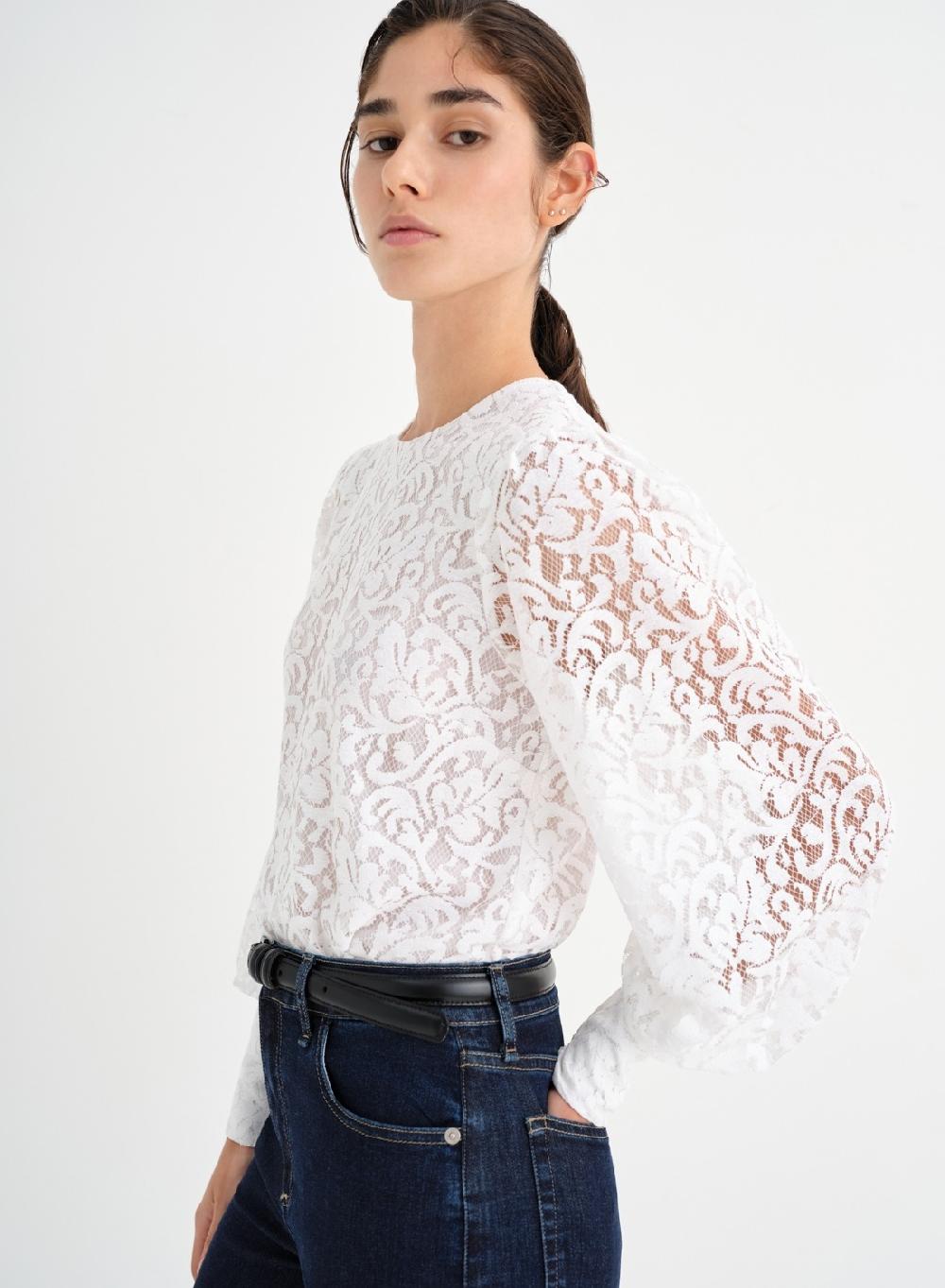 Etiqueta Negra Camisa Balloon Encaje