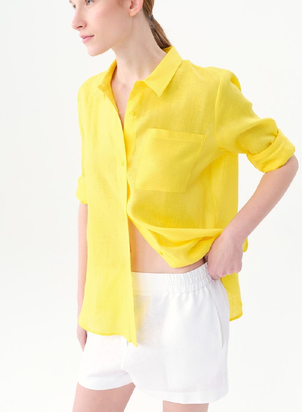 Etiqueta negra Camisa clasica lino