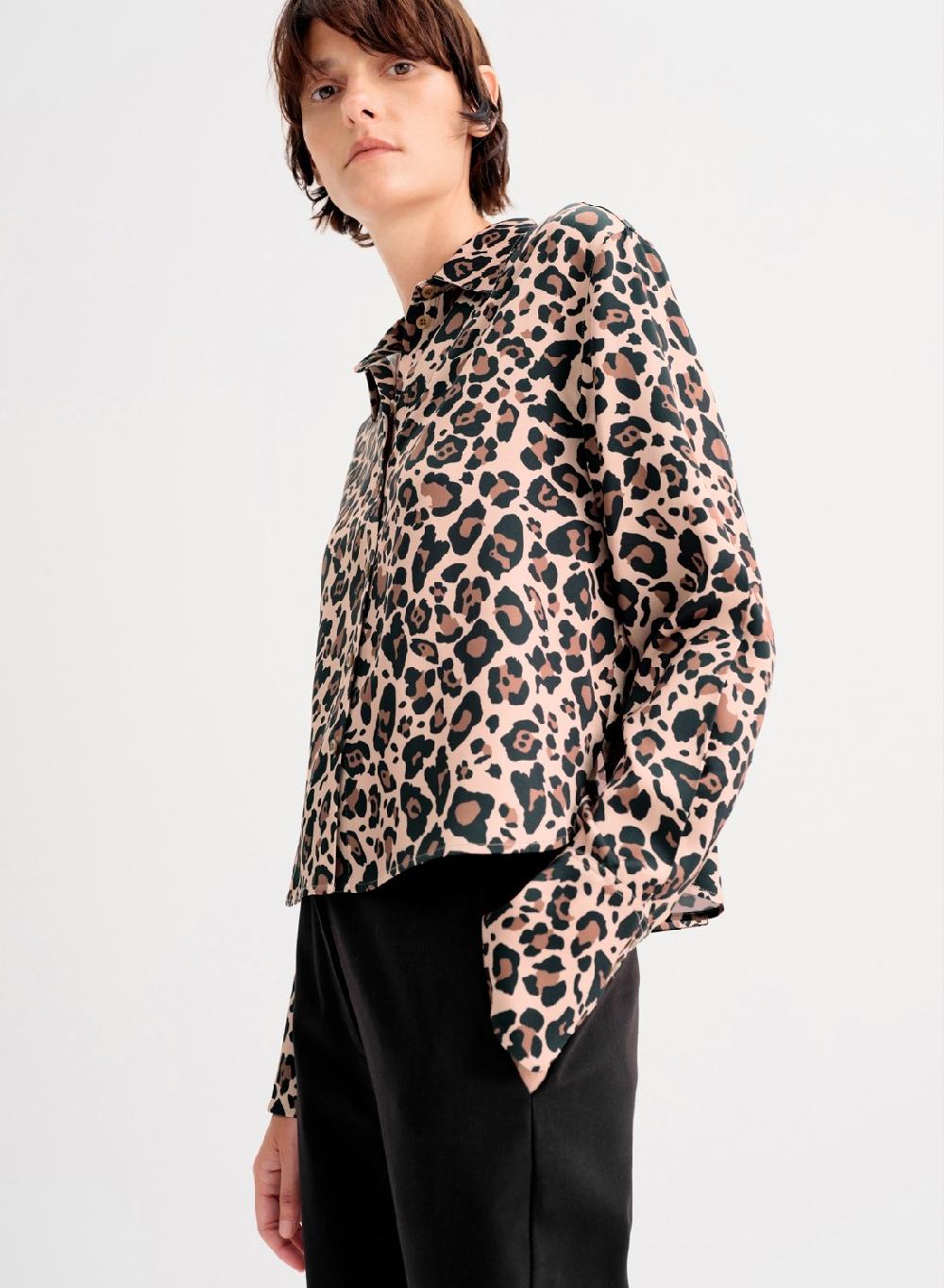 Etiqueta Negra Camisa Clasica Saten Estampado