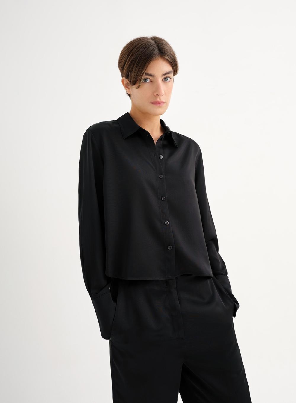 Etiqueta Negra Camisa Clasica Saten Liviano