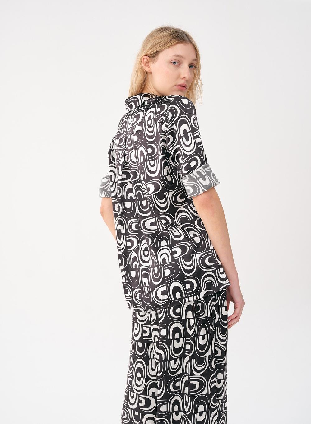 Etiqueta Negra Camisa Clásica Seda Estampa