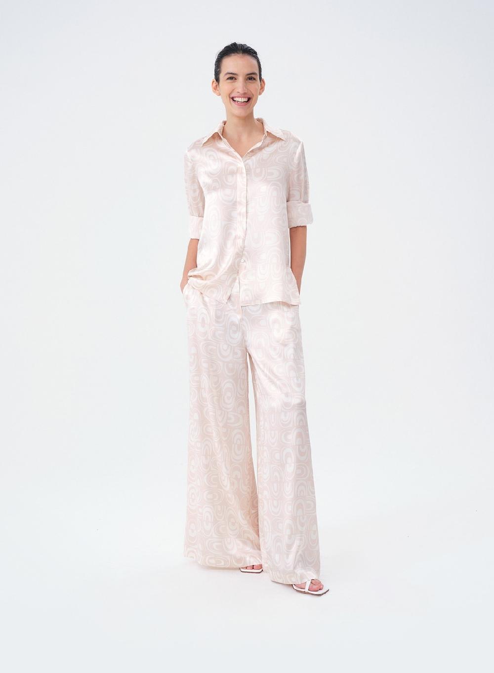 Etiqueta Negra Camisa Clásica Seda Estampa