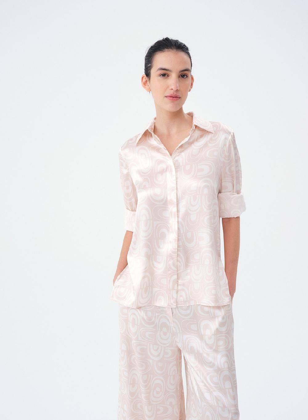 Etiqueta negra Camisa Clásica Seda Estampa