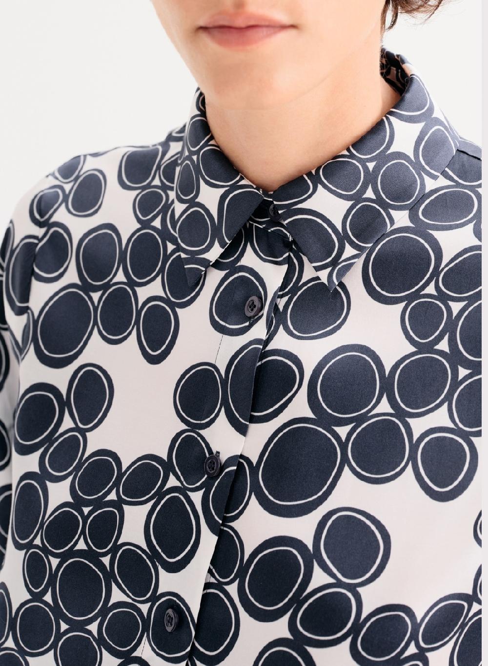 Etiqueta Negra Camisa Clasica Seda Estampada