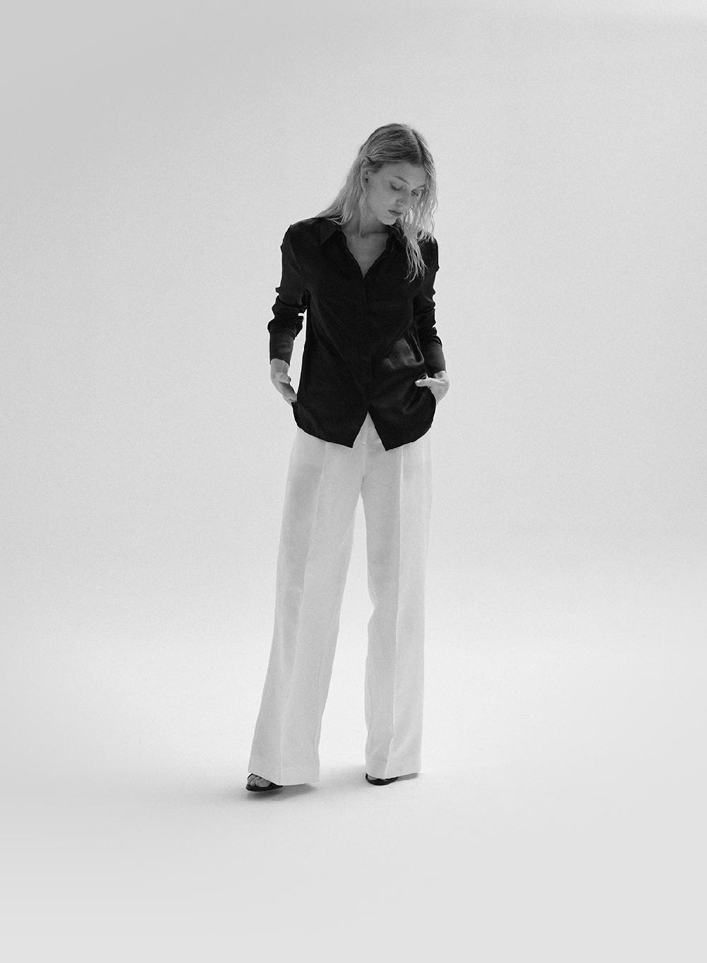 Etiqueta negra Camisa clásica seda