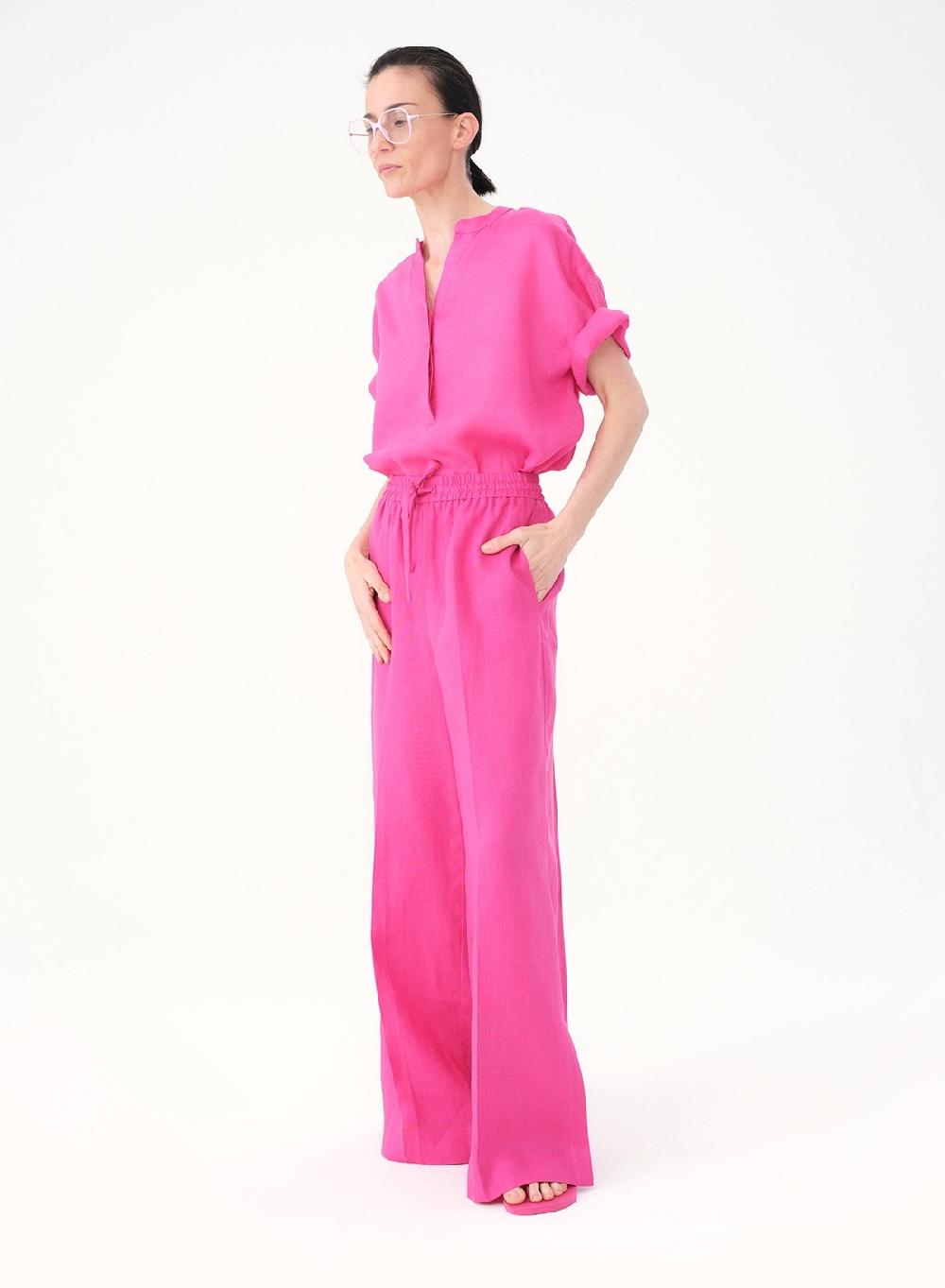 Etiqueta Negra Camisa Mao Manga Corta Lino