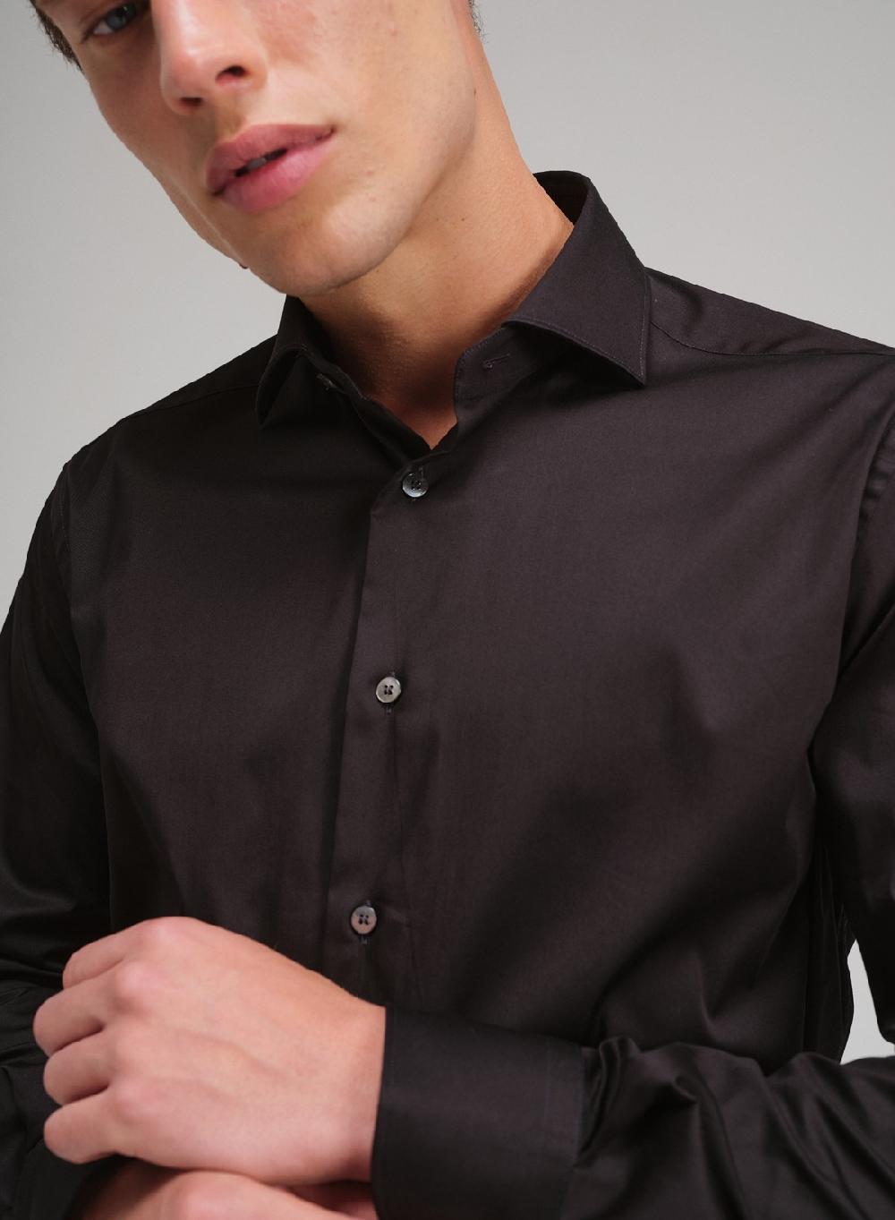 Etiqueta Negra Camisa Raso Slim Fit Made In Italy
