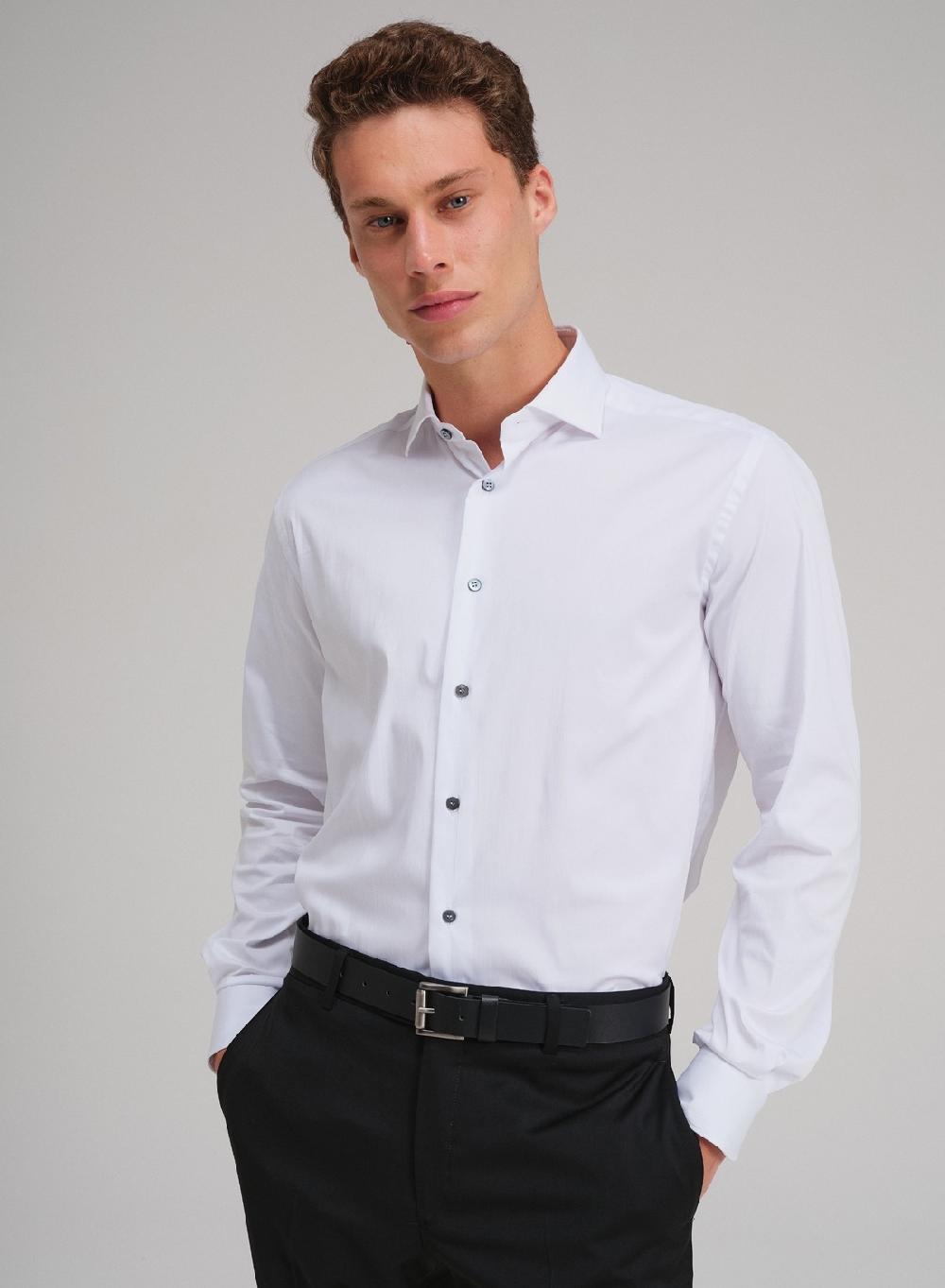 Etiqueta negra Camisa raso slim fit made in Italy