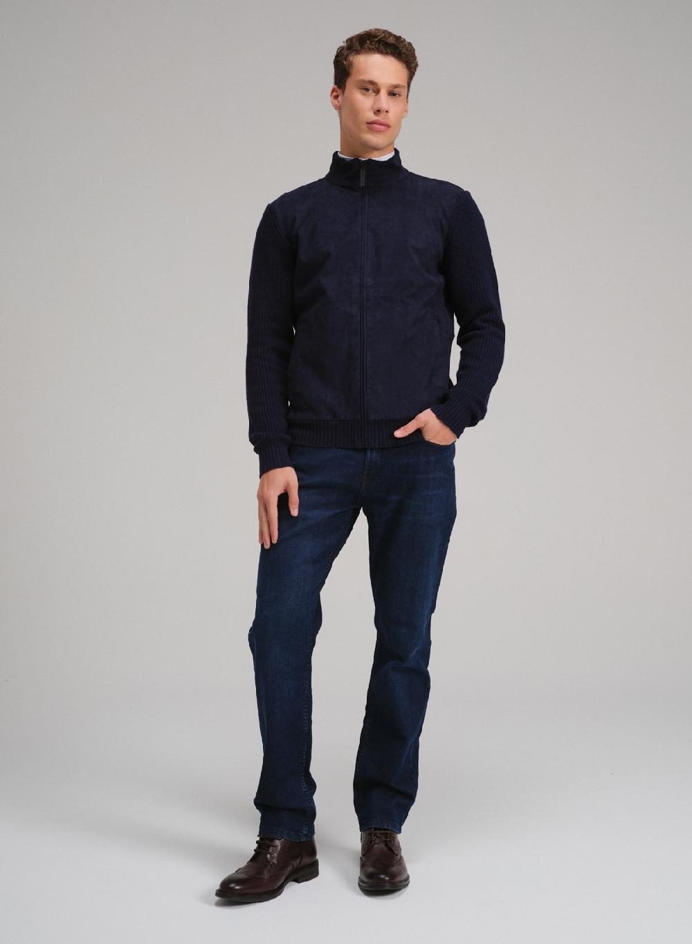 Etiqueta Negra Campera Con Cierre Combinada Gamuza