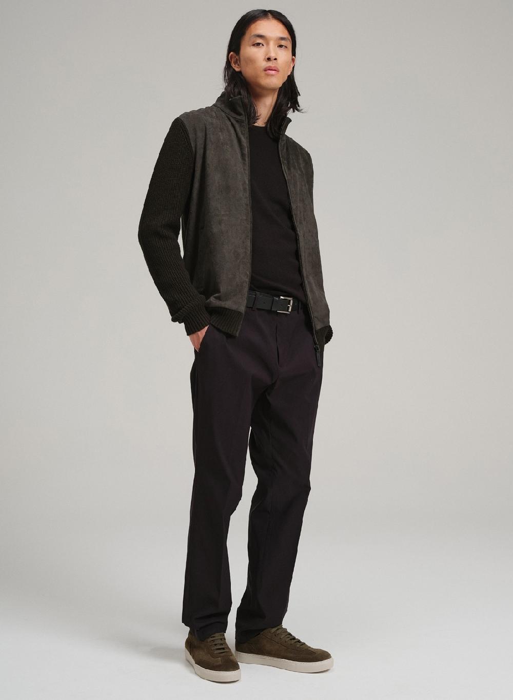 Etiqueta negra Campera con cierre combinada gamuza