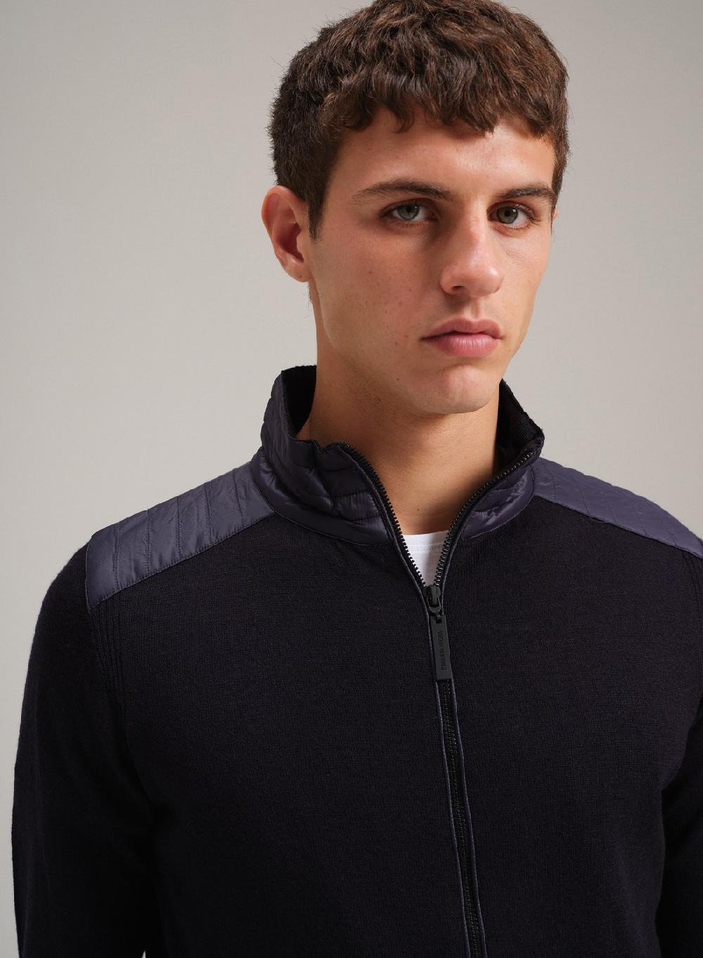 Etiqueta Negra Campera Con Cierre Hombreras Merino