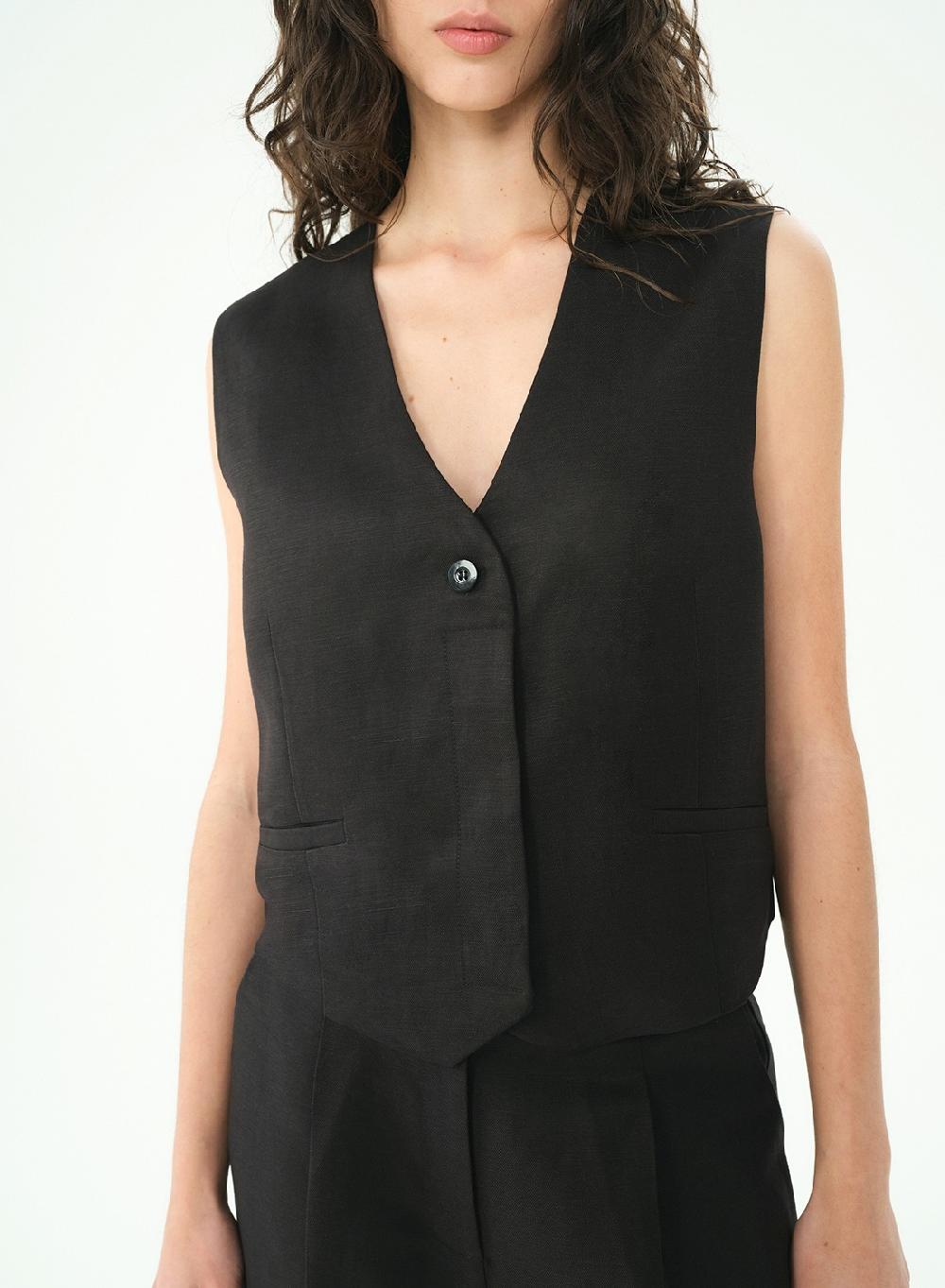 Etiqueta negra CHALECO LINO SATEN