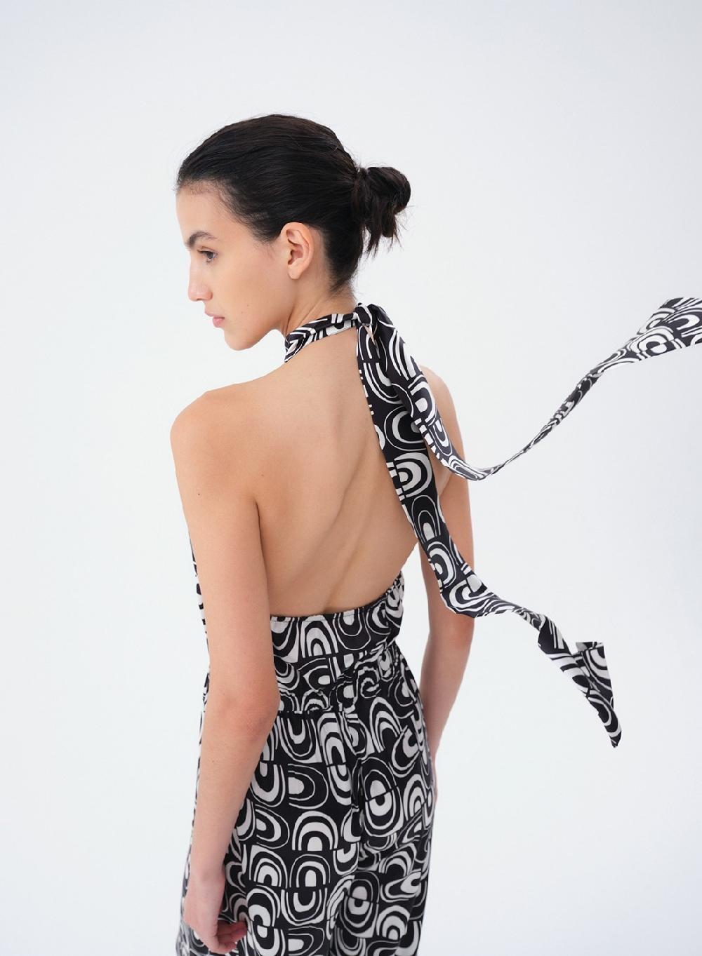 Etiqueta Negra Entero Seda Estampa Negro