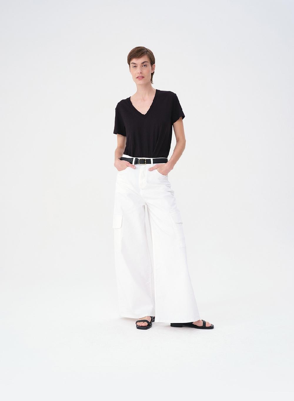 Etiqueta negra Jean ancho cargo