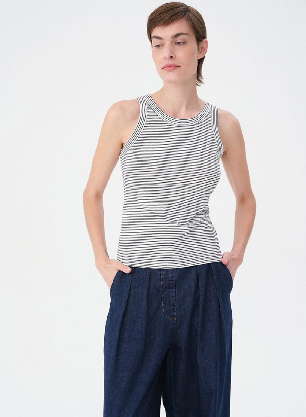 Etiqueta negra MUSCULOSA RAYADA ALGODON LYCRA