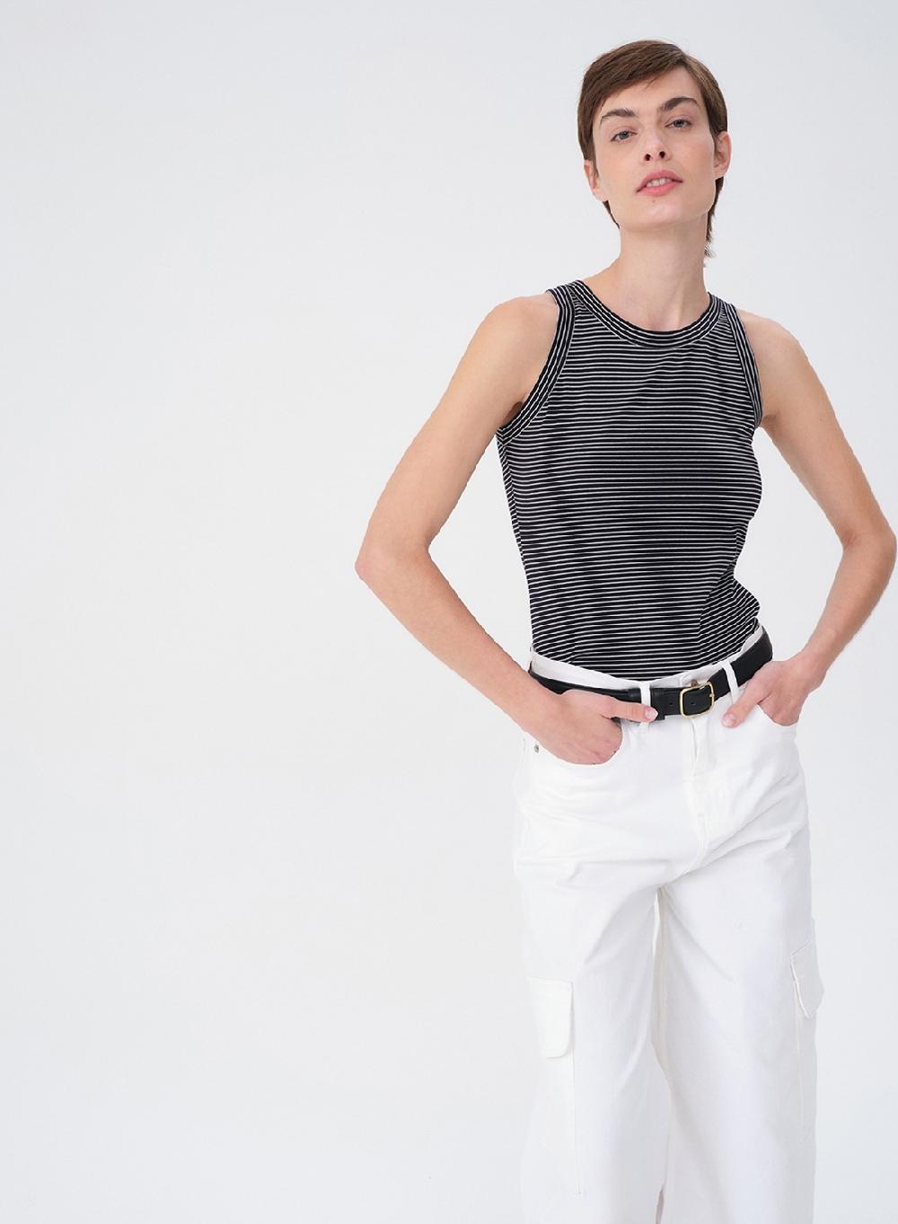 Etiqueta negra MUSCULOSA RAYADA ALGODON LYCRA