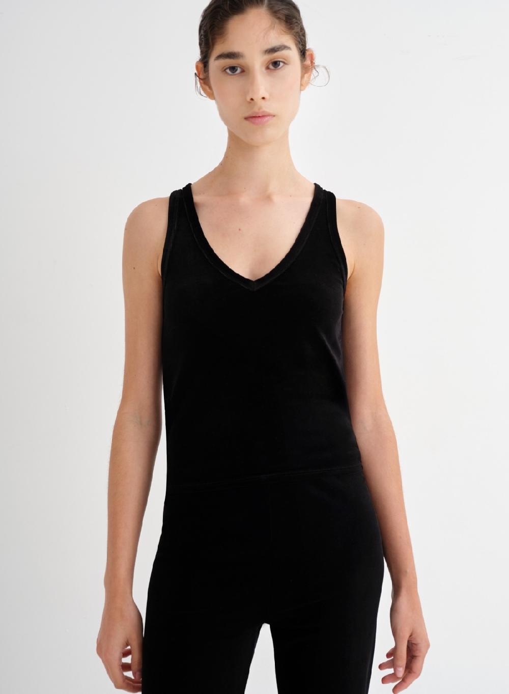 Etiqueta negra Musculosa terciopelo spandex