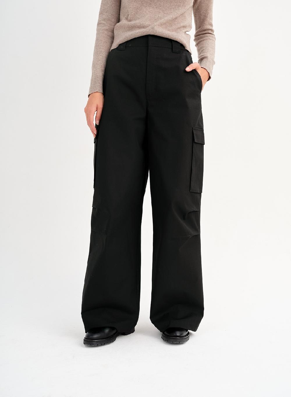 Etiqueta Negra Pantalon Bolsillos Gabardina