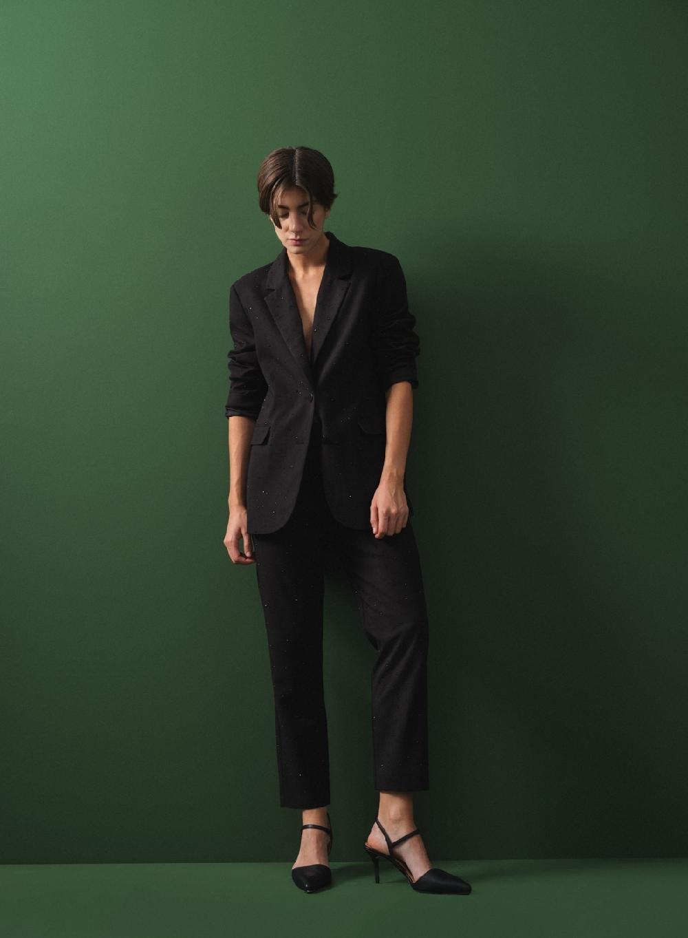 Etiqueta negra Pantalon formal brillos