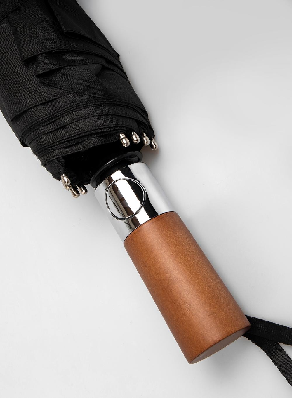 Etiqueta Negra Paraguas Automatico Madera