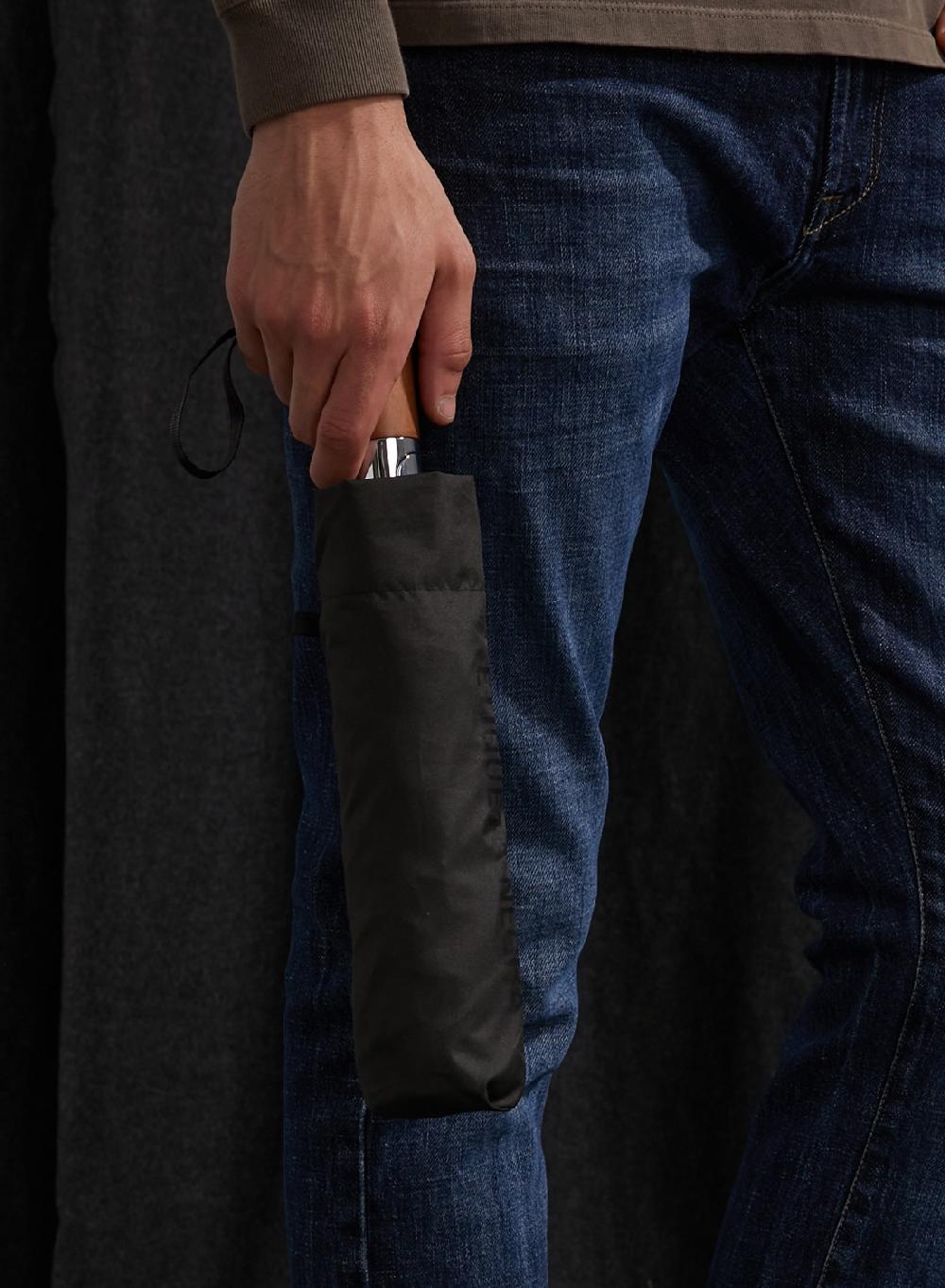 Etiqueta Negra Paraguas Automatico Madera