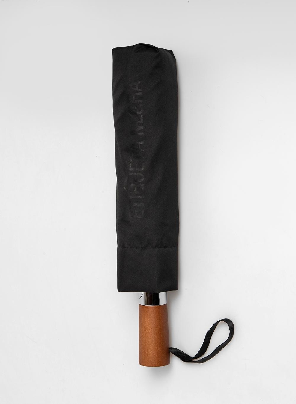 Etiqueta negra Paraguas automatico madera