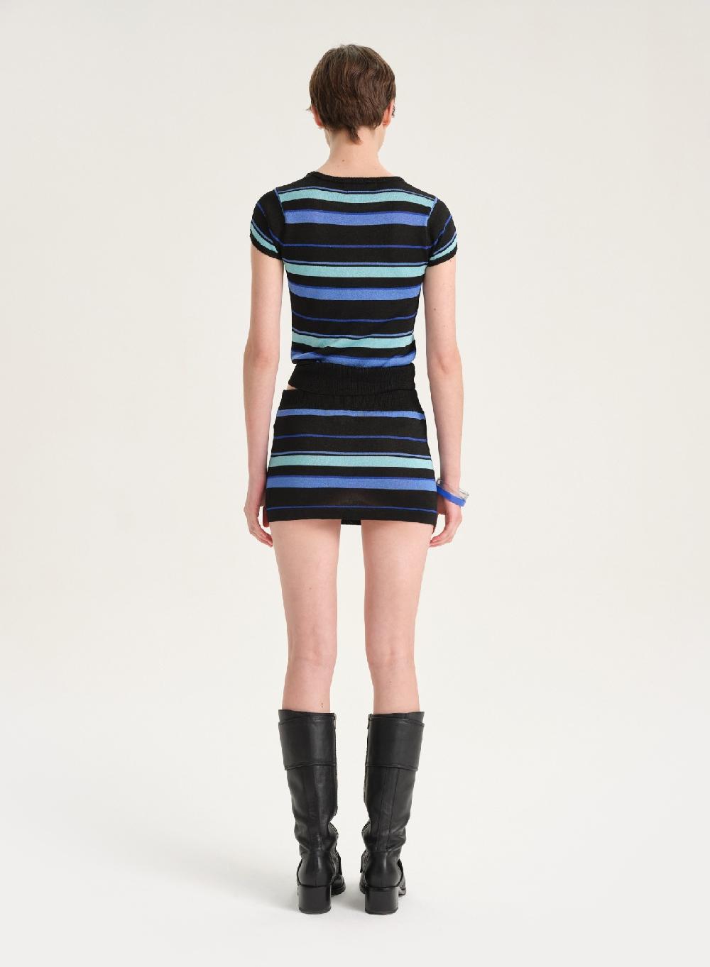 Etiqueta Negra Pollera Rayas Lurex