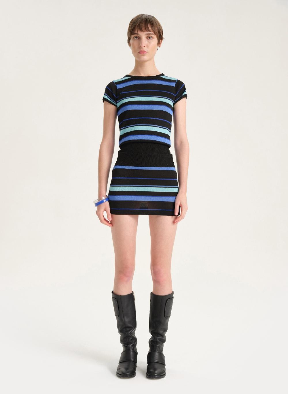 Etiqueta negra Pollera rayas lurex