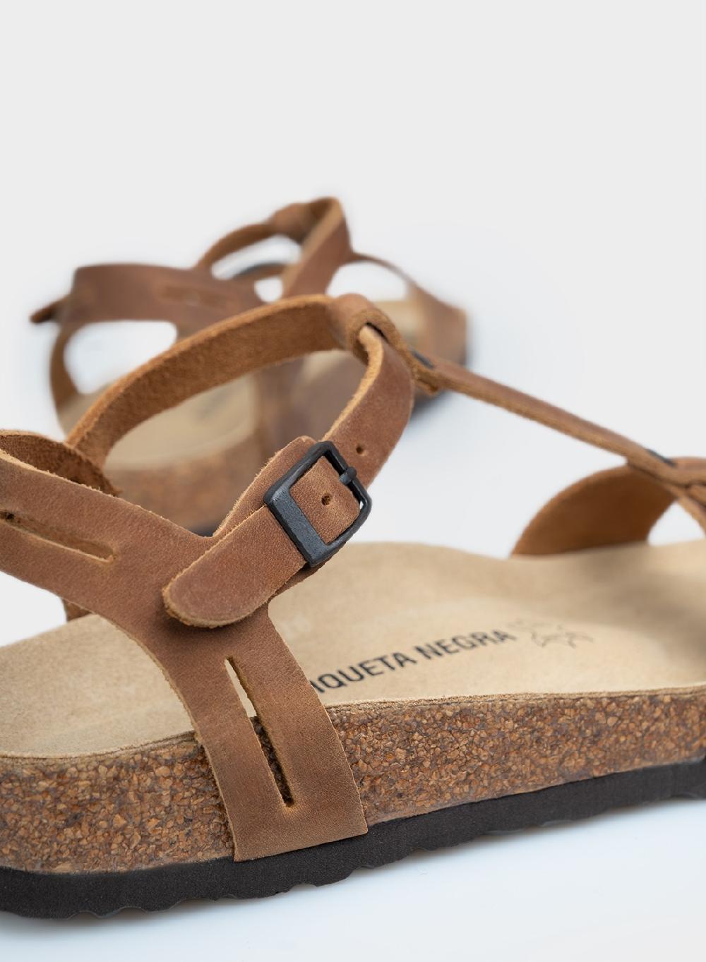 Etiqueta Negra Sandalia Pulsera Cuero