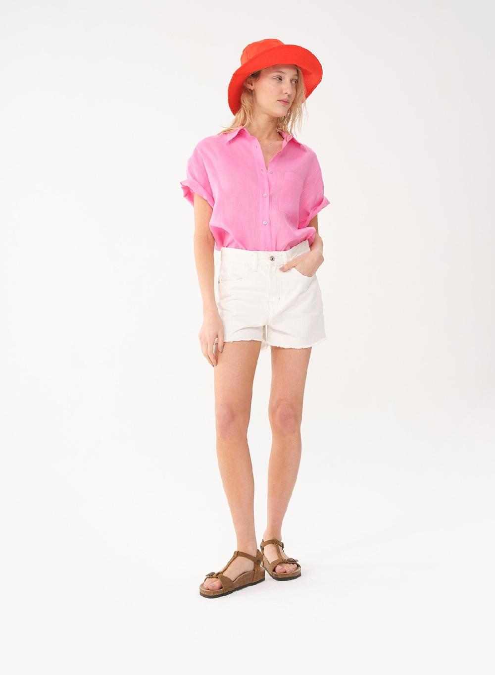 Etiqueta negra SHORT DENIM BLANCO