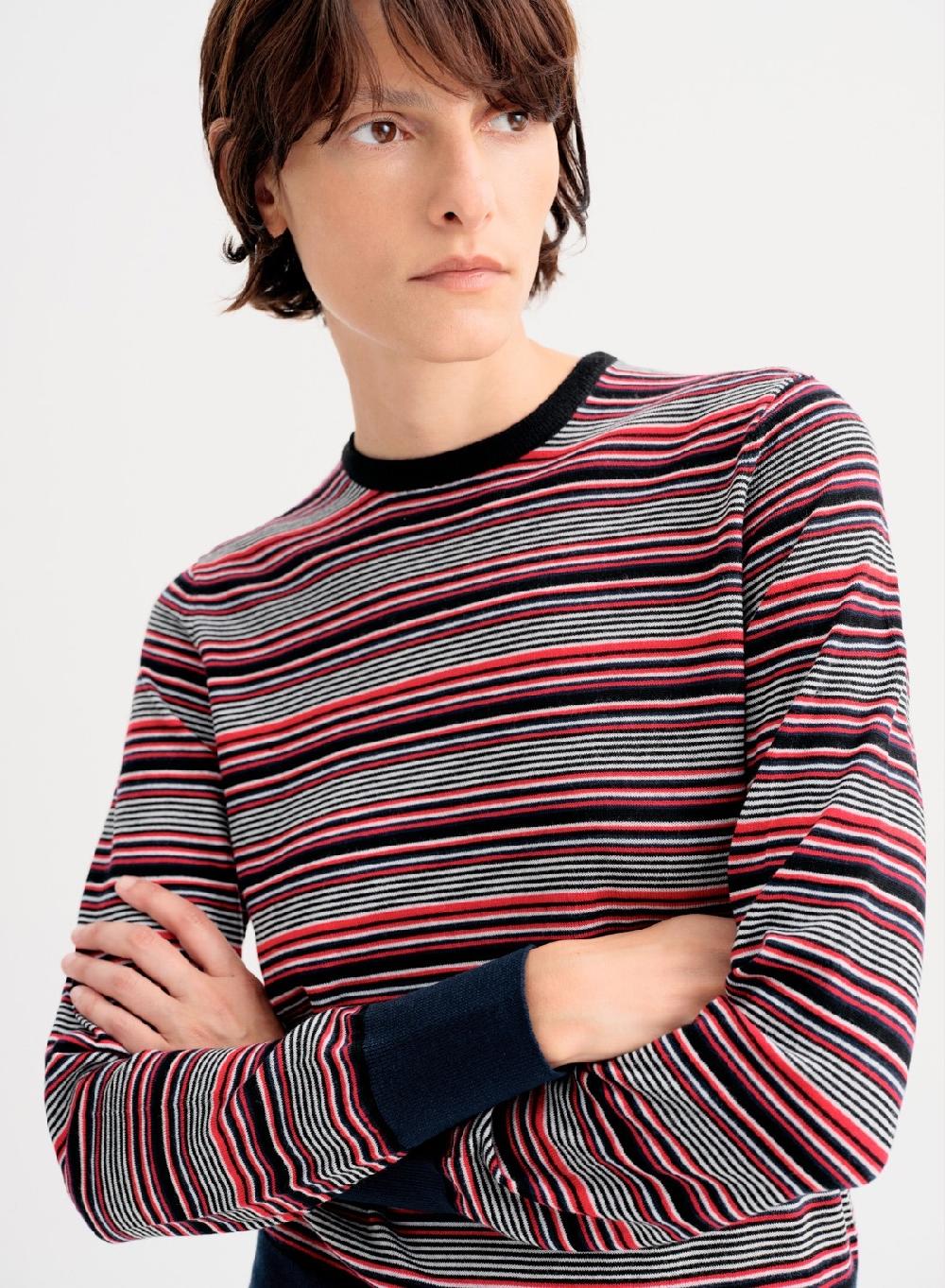 Etiqueta Negra Sweater Clasico Rayitas Merino