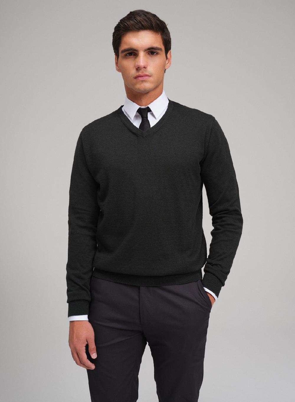 Etiqueta Negra Sweater Cuello V Algodon Cashmere
