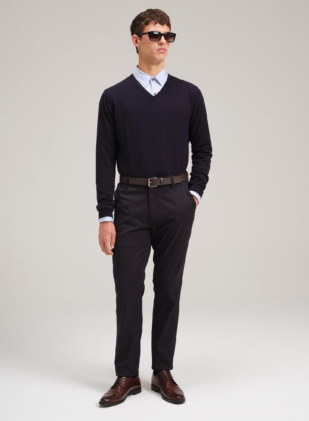 Etiqueta negra Sweater cuello V algodon cashmere