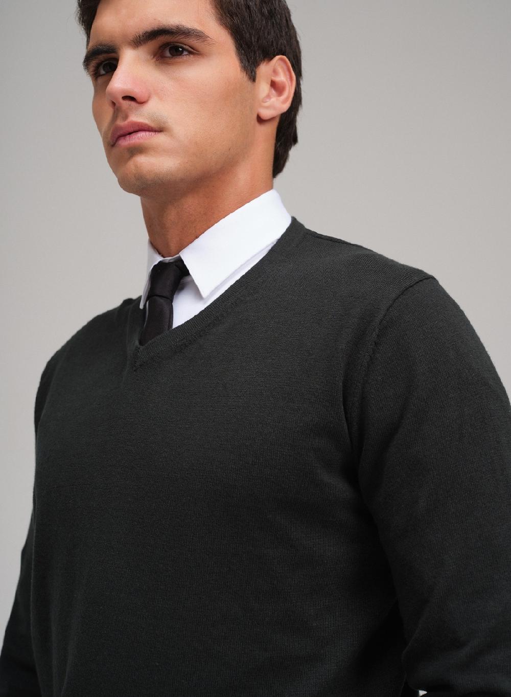 Etiqueta Negra Sweater Cuello V Algodon Cashmere