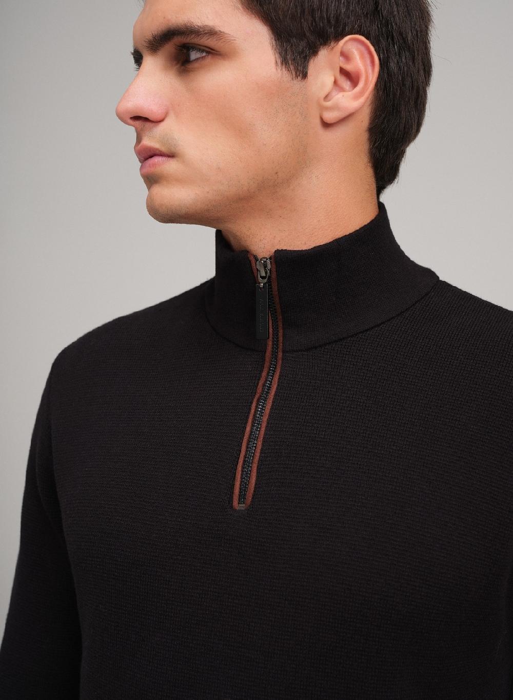 Etiqueta Negra Sweater Media Polera Cierre Ottoman