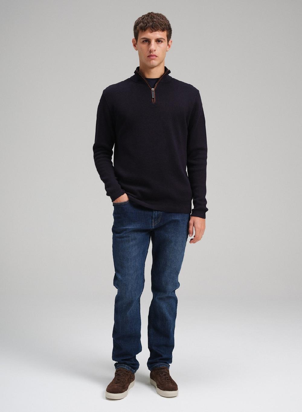 Etiqueta Negra Sweater Media Polera Cierre Ottoman