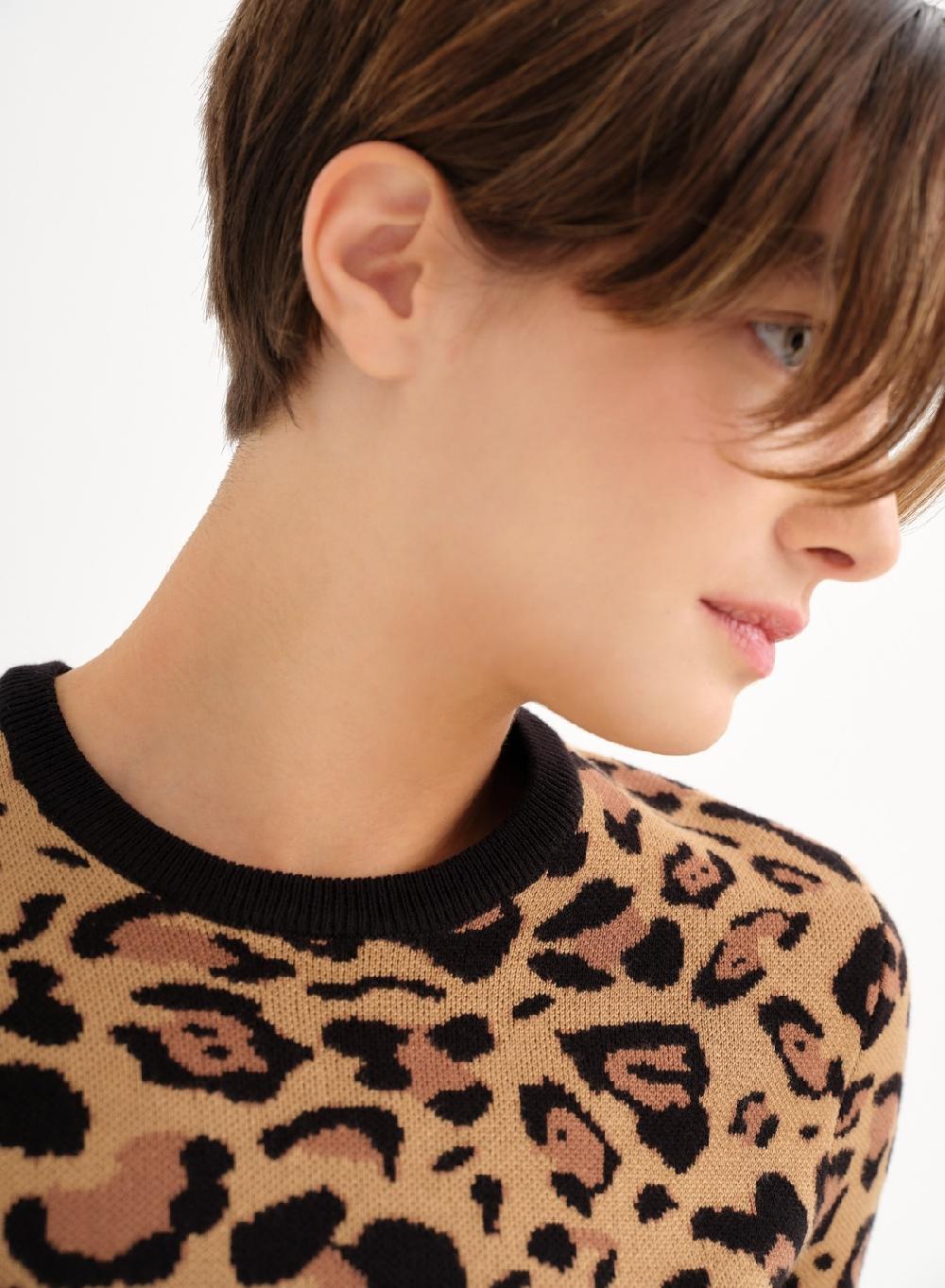 Etiqueta Negra Sweater Tejido Leopardo