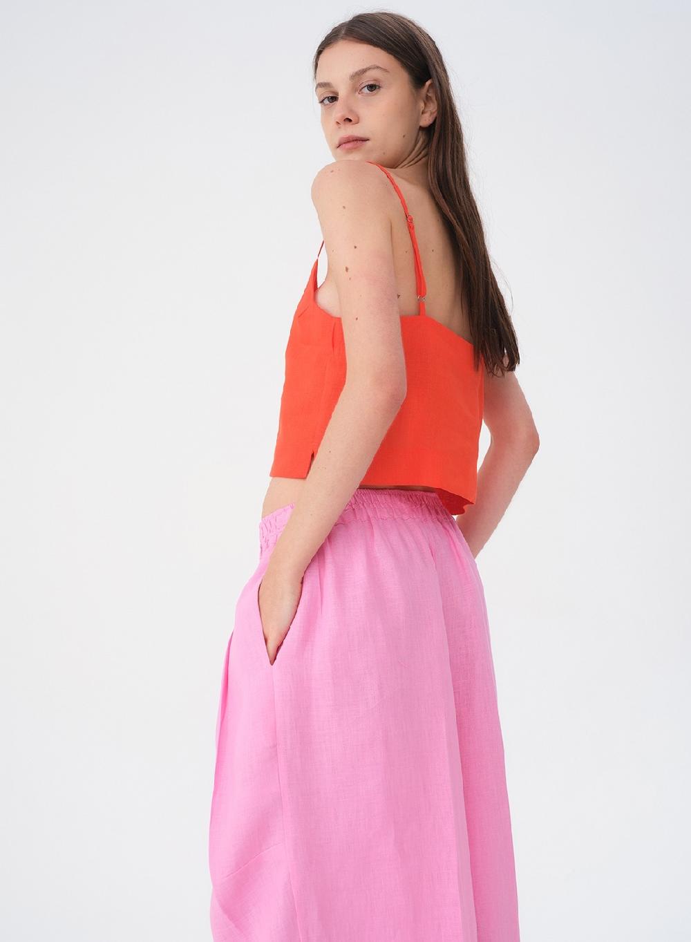 Etiqueta Negra Top Breteles Lino