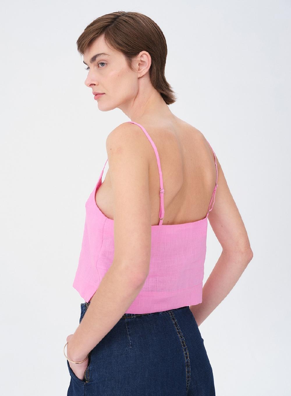 Etiqueta Negra Top Breteles Lino