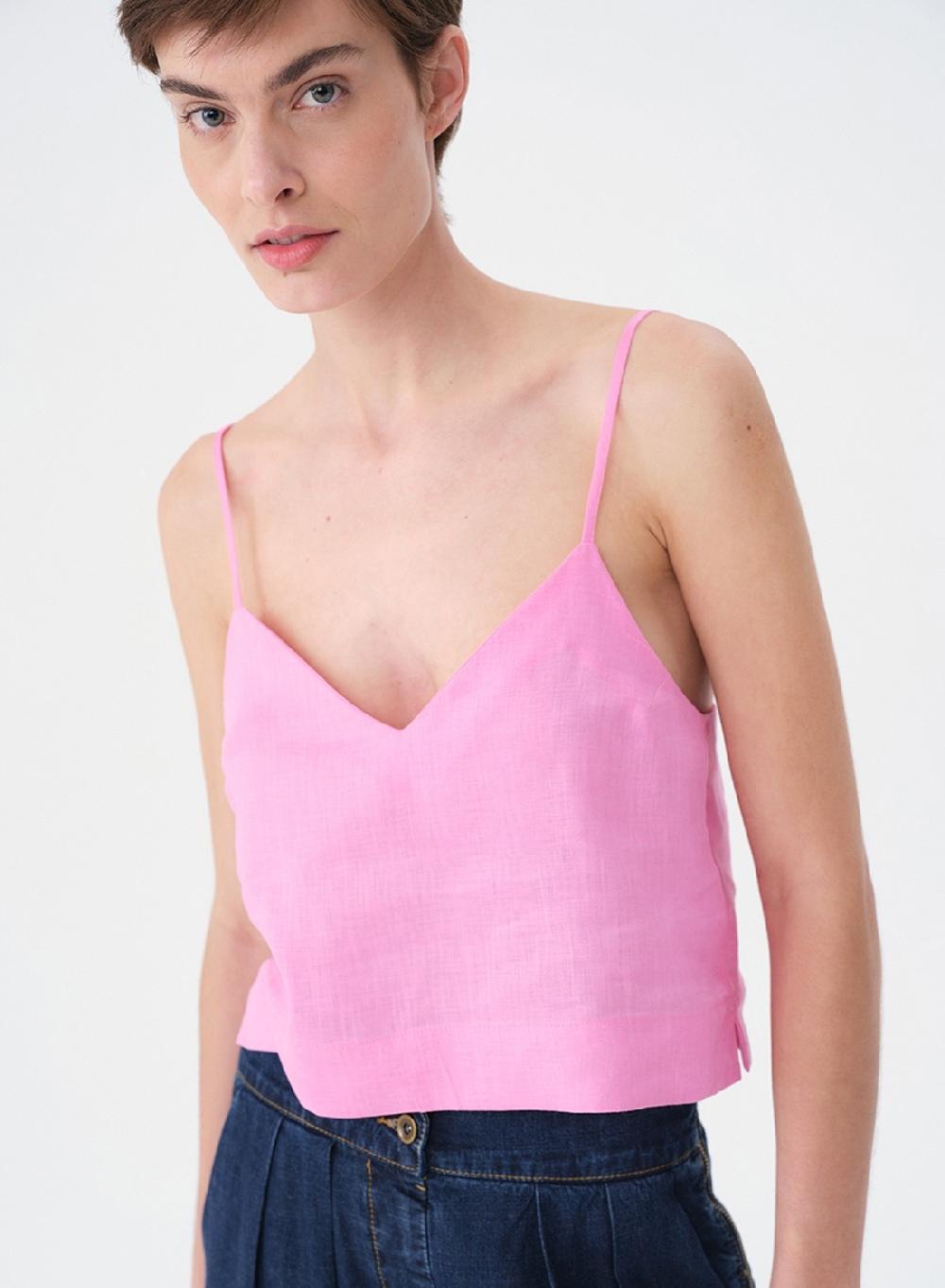 Etiqueta negra Top breteles lino