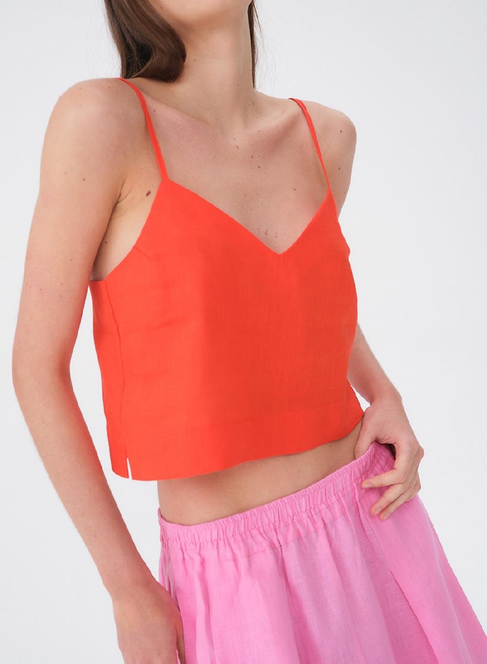 Etiqueta negra Top breteles lino