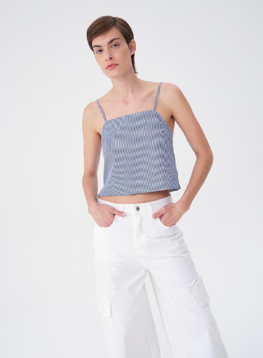 Etiqueta negra Top breteles rayado