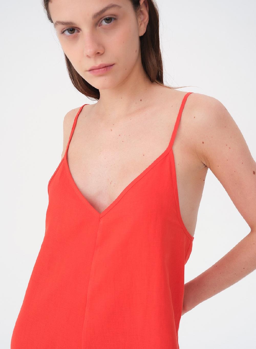 Etiqueta Negra Vestido Breteles Lino Picos