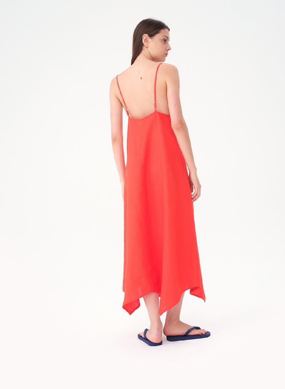 Etiqueta Negra Vestido Breteles Lino Picos