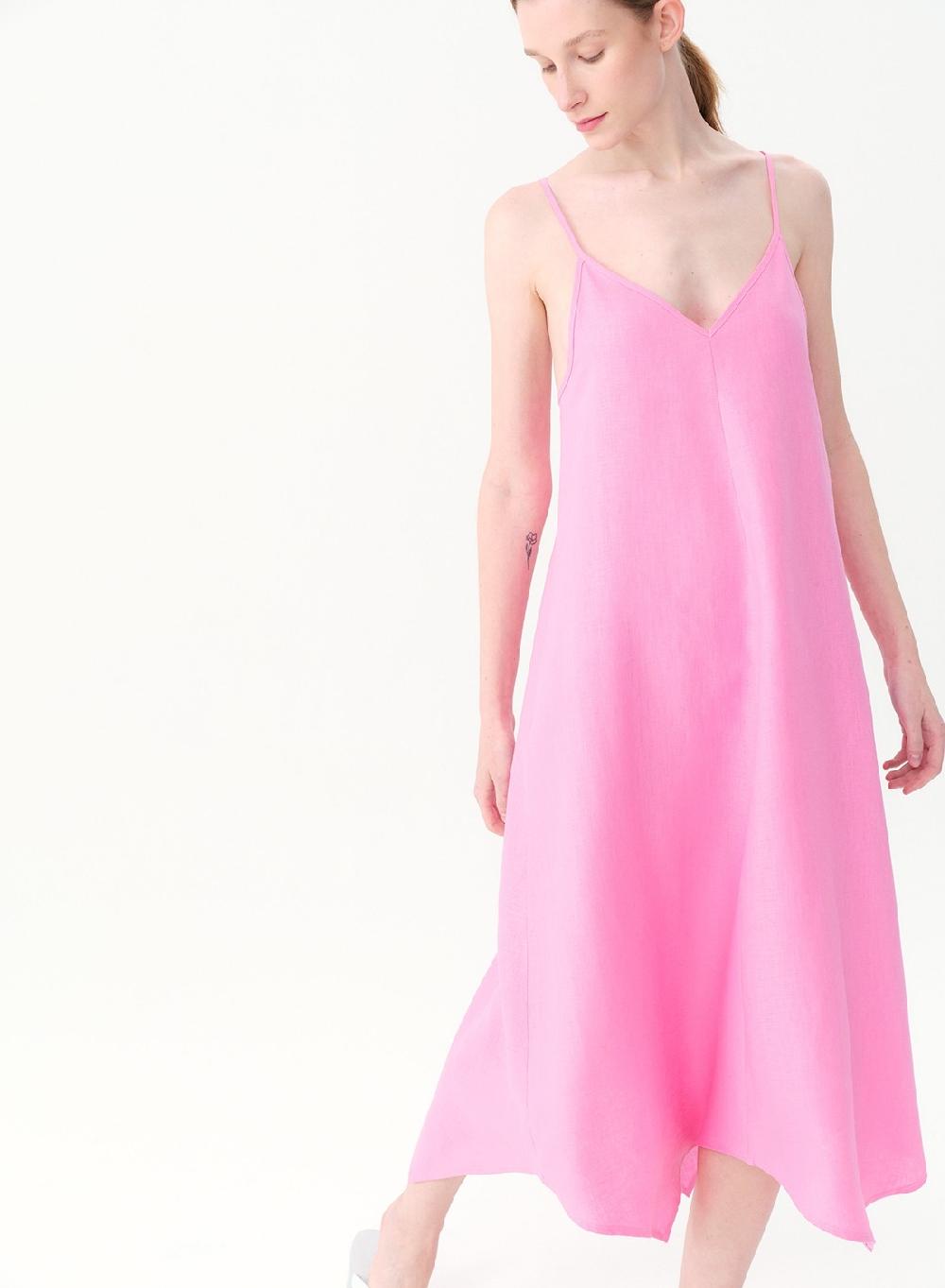 Etiqueta Negra Vestido Breteles Lino Picos