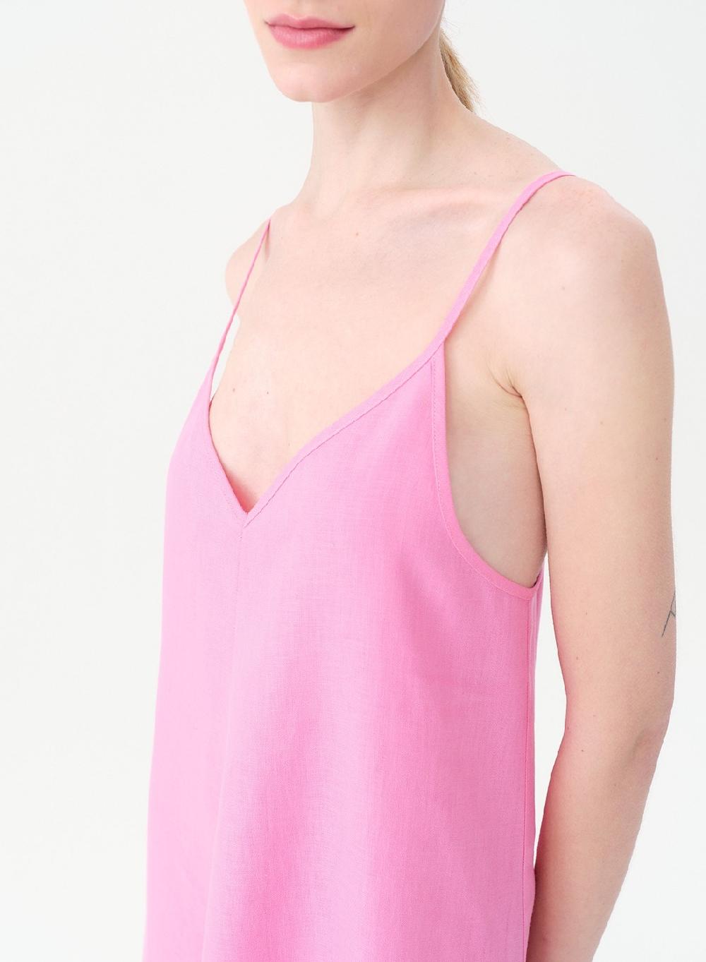 Etiqueta Negra Vestido Breteles Lino Picos